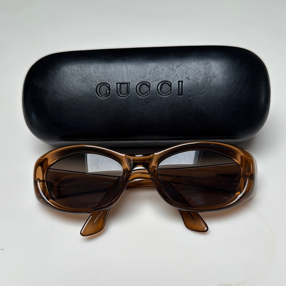 Gucci Tortoiseshell Prescription Sunglasses with Black Leather Case